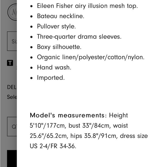 Eileen Fisher Black & White Illusion Mesh Top Organic Linen - Picture 3 of 10